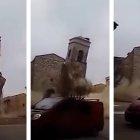 La seqüència de l’esfondrament va circular per les xarxes socials i va ser gravada per l’exalcalde i l’amo de la furgoneta roja de les imatges.