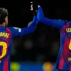 Els jugadors del FC Barcelona L. Yamal i R. Lewandowski. - RTVE