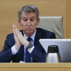 Feijóo durant la seua compareixença en la comissió d’investigació de la dana al Congrés. - EFE
