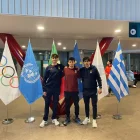 Sellés, Colell i Pueyo, a la vila olímpica de Predazzo, on es disputa l’esquí de fons.