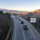 Els tractors gironins arribant a Hostalric a primera hora del matí.