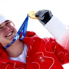 El suís Franjo Von Allmen, amb l’or en el descens. - EFE