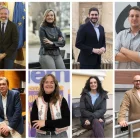 D’esquerra a dreta i de dalt a baix els candidats: Jorge Azcón (PP), Pilar Alegría (PSOE), Alejandro Nolasco (Vox), Jorge Pueyo (CHA), Tomás Guitarte (Aragó Existeix), María Goicoechea (Podem), Marta Abengochea (IU-Sumar), Alberto Izquierdo (PAR). - EUROPA PRESS