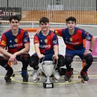 Alex Cardil, Jan Berent i Pau Berent, de Juneda, al guanyar la Copa Princesa amb el Simar Igualada.