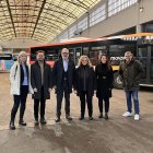 Neus Caufapé, Pino, Larrosa, Cervera, Cristina Morón i David Melé, ahir al baixador. - AJUNTAMENT DE LLEIDA