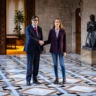 El president de la Generalitat, Salvador Illa, amb la presidenta dels Comuns al Parlament, Jéssica Albiach, en una imatge d'arxiu.