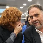 Junqueras i la número dos del partit Elisenda Alemany, durant la reunió del consell nacional. - EFE