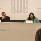 El conseller d’Empresa i Treball, Miquel Sàmper, amb la delegada del Govern a Lleida, Núria Gil. - J. MARTÍNEZ