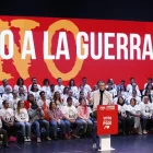 Pedro Sánchez va enarborar ahir el “no a la guerra” en el seu míting de campanya. - CONCHA ORTEGA OROZ / EUROPA PRESS
