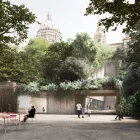 Una imatge del projecte amb la connexió dels dos edificis. - ACN-MNAC