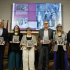 Robert Serentill, Anna Sàez, Teresa Ibars, Joan Talarn, Sandra Castro i Estefania Rufach, ahir en la presentació del llibre a l’IEI. - AMADO FORROLLA