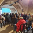 Imatge de la jornada d’ahir al Castell de Verdú sobre l’impacte del Plater a la vall del Corb. - WATT DEL CORB