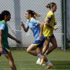 Paralluelo, Serrajordi i Paredes, en l’entrenament d’ahir a Oslo. - EFE