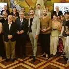 Foto de família dels guardonats de la 36a edició del premi, ahir a la Diputació, amb les autoritats i el jurat. - AMADO FORROLLA