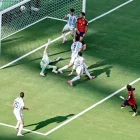 Moment en què Ferran Torres remata una deixada de Nico Williams que va significar el títol per a Espanya a la pròrroga. - EFE
