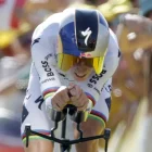 El belga Remco Evenepoel, durant la contrarellotge d’ahir. - EFE