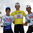 El podi, format per Del Toro, tercer, Evenepoel, segon i Pogacar, primer. - EUROPA PRESS