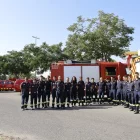 Foto de grup de gran part del contingent que va sortir ahir del parc de Lleida. - AMADO FORROLLA