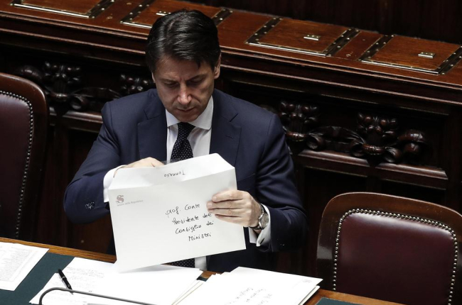 El nuevo presidente del Gobierno italiano, Giuseppe Conte, ayer en la Cámara de los Diputados.