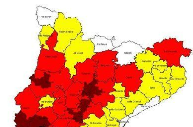El mapa de risc d'incendi per a aquest divendres 9 d'agost.