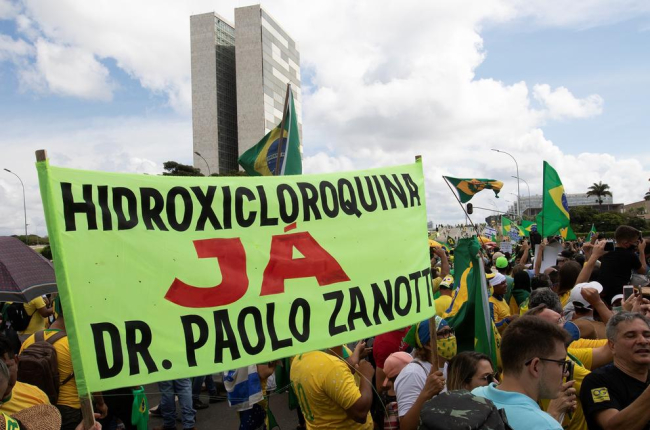 Manifestación ayer en Brasilia de apoyo al presidente Bolsonaro.