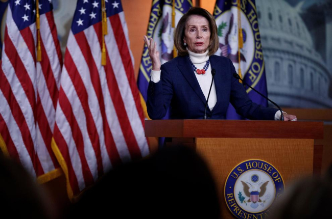 La líder demòcrata a la Cambra de Representants, Nancy Pelosi, ahir, a Washington.