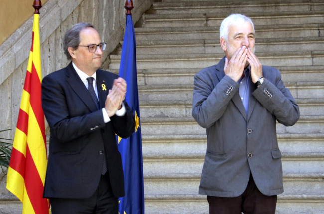 El president de la Generalitat, Quim Torra, rep el senador electe Jami Matamala.