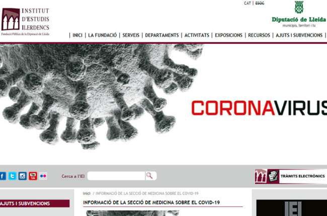 L'IEI de Lleida posa en marxa un punt d'informació virtual sobre salut amb el coronavirus com a eix central