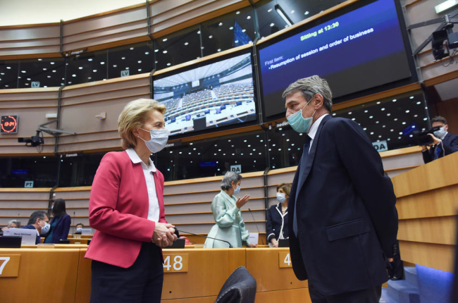 Els presidents de la Comissió Europea i de l’Europarlament, Ursula von der Leyen i David Sassoli.