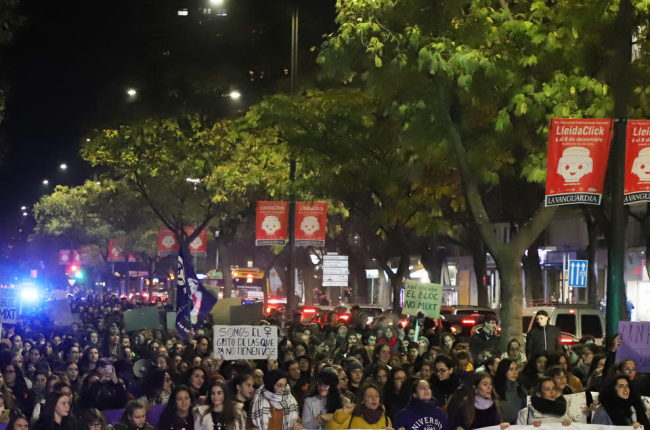 Cientos de leridanas llenaron ayer las calles de Lleida para reivindicar sus derechos y erradicar la violencia machista.