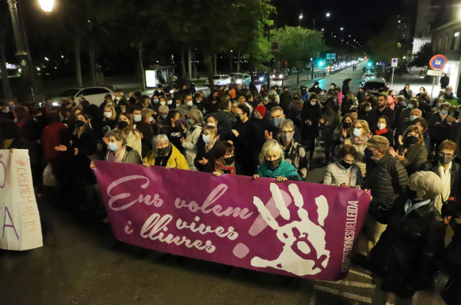 Imatge d'arxiu d'una protesta a la ciutat de Lleida contra la violència sexual.