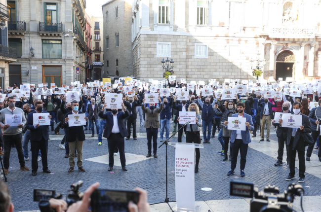 Imagen de la protesta del sector deportivo el miércoles en Barcelona.