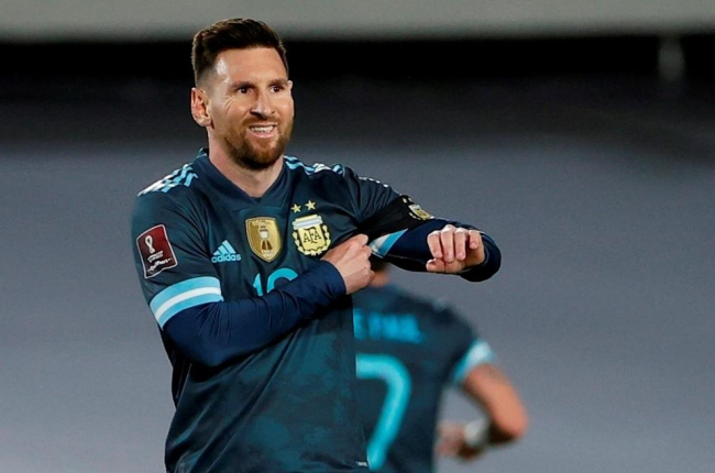 Messi, durante el partido de Argentina ante Perú.