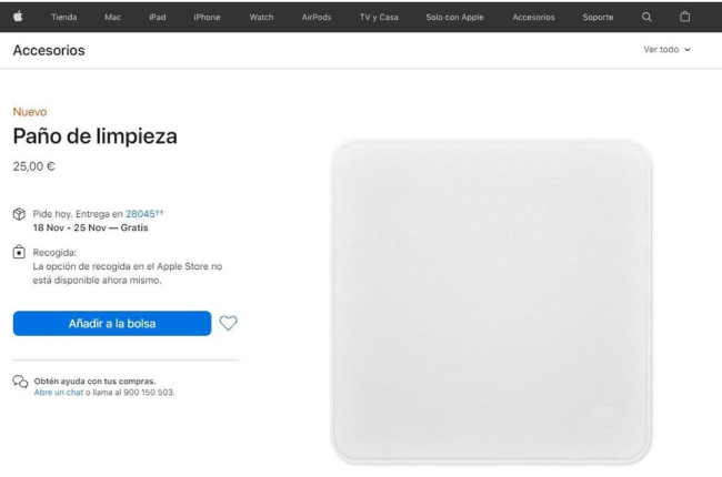 Mofa en Twitter por|para un trapo de Apple que cuesta 25€