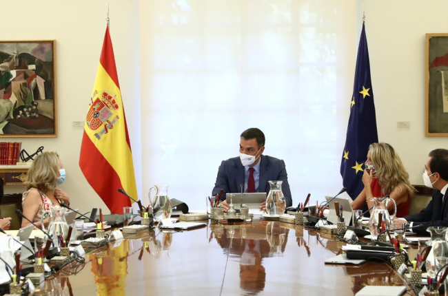 El president del govern espanyol, Pedro Sánchez, encapçalant una reunió del Consell de Ministres.