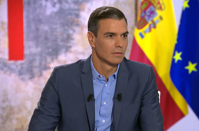 Pedro Sánchez durante una entrevista en televisión.