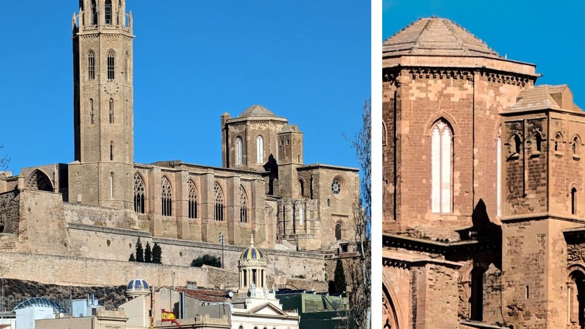 Imatge recent de la Seu Vella, amb l’ombra del presumpte monjo.