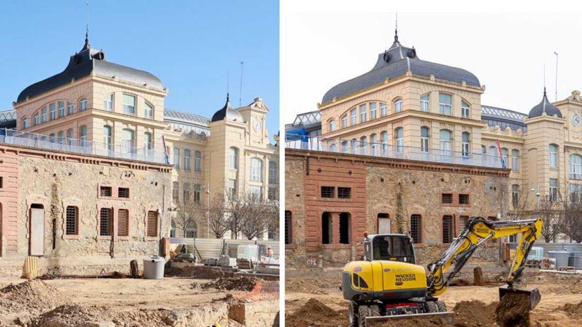 Las obras en el terreno donde la Generalitat construye la nueva estación de autobuses.