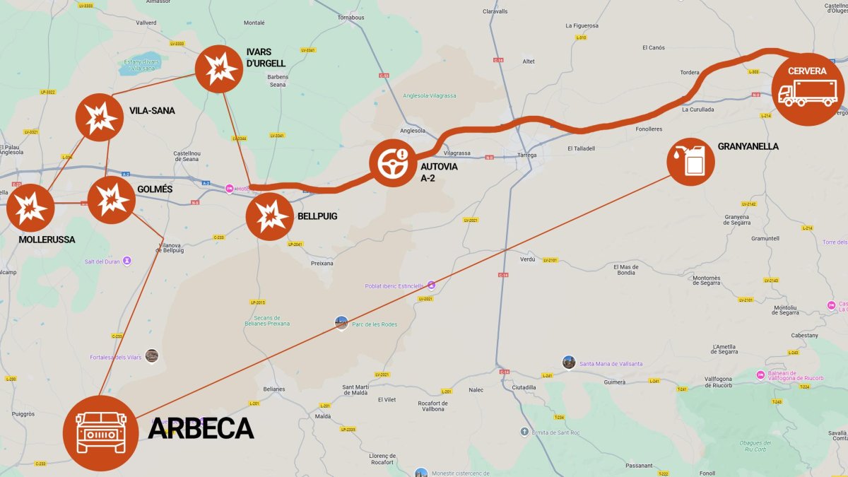 GTA Lleida: roba un cotxe, l’encasta en cinc municipis i condueix 22 quilòmetres contra direcció