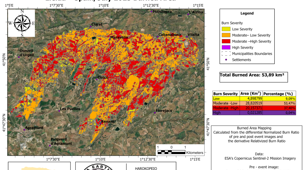 Burn area: el total del área quemada y la severidad del incendio