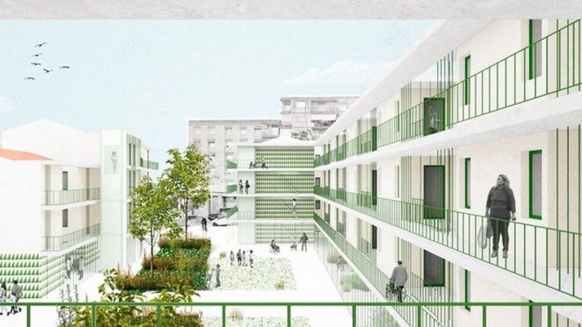 Imagen virtual de la propuesta de rehabilitación del Grup Mariola. - PAISAJE TRANSVERSAL