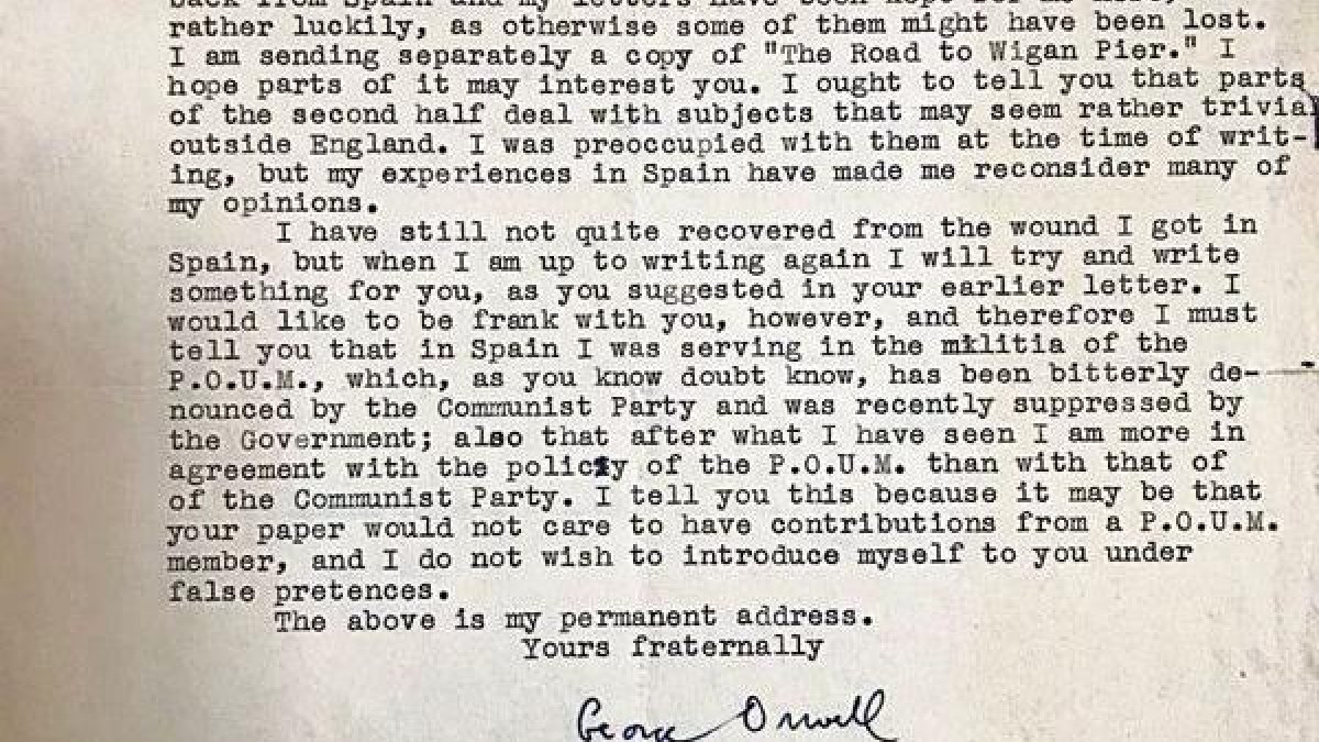 Un análisis detectó trazas de tuberculosis en esta carta 80 años después de que Orwell la escribiera. - RGALI