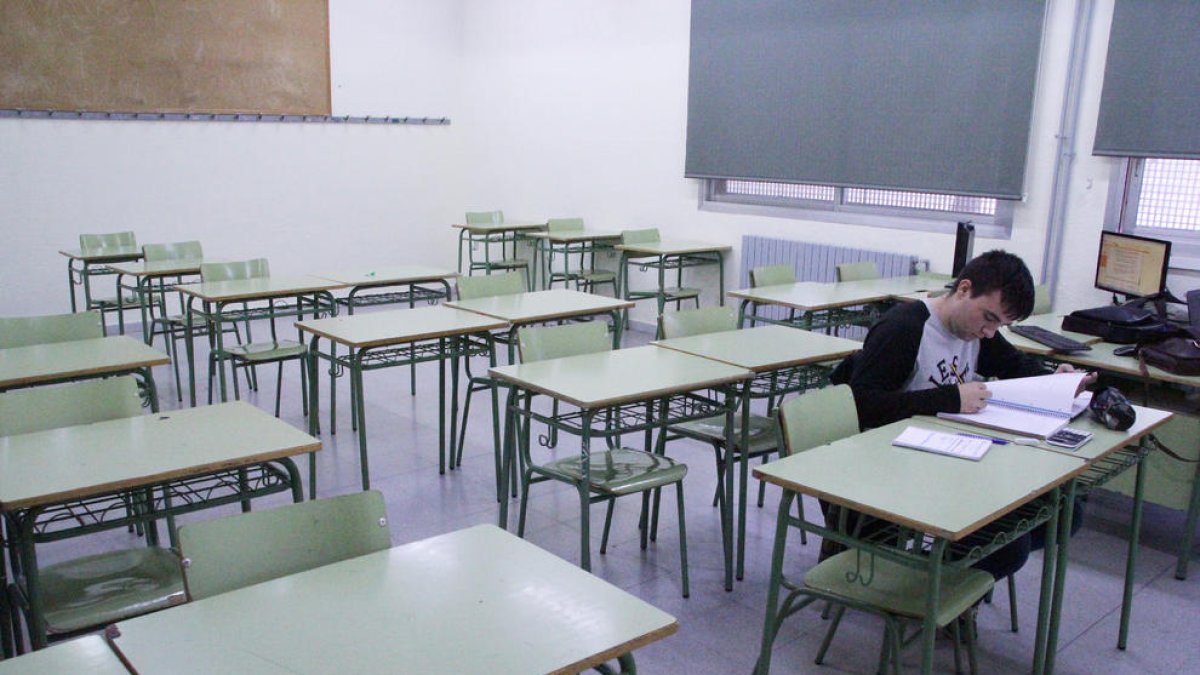 Un aula vacía durante la huelga del pasado 26 de octubre.