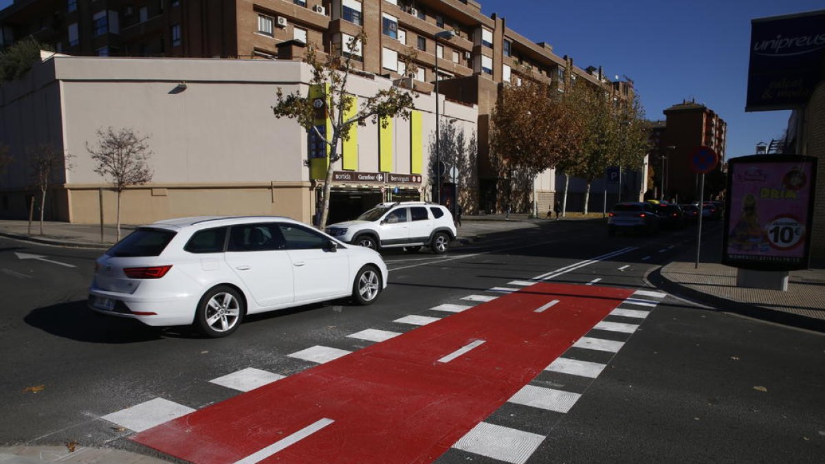 Carril bici ubicado en la rambla de la Mercé.