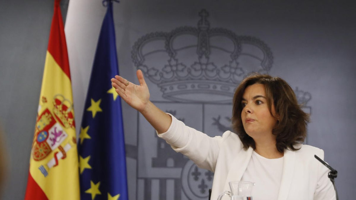 Sáenz de Santamaría, ahir durant la roda de premsa posterior a la reunió del Consell de Ministres.