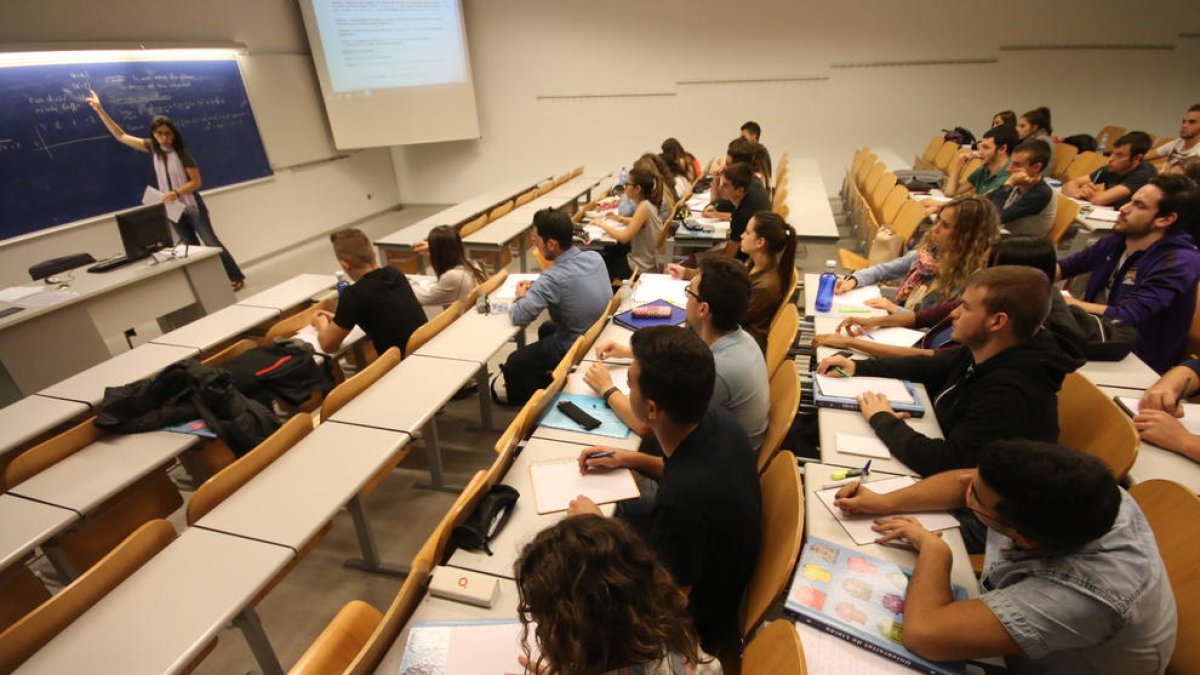Imatge d’arxiu d’una classe universitària a Lleida.