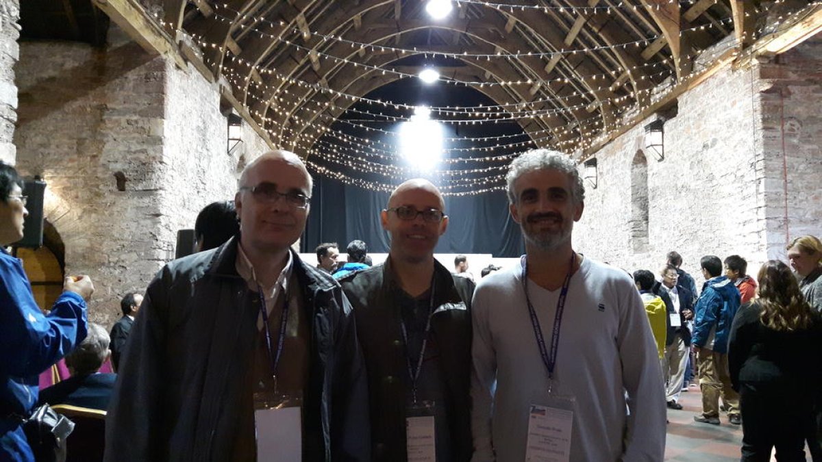 Tres dels membres del projecte que han viatjat a Torquay.