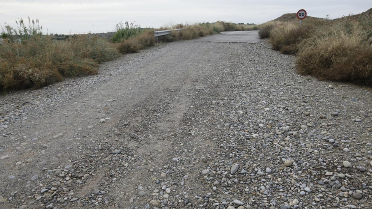 Un dels camins que discorre paral·lel a l’autovia i que es troba en mal estat.