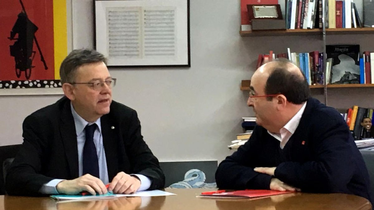 Puig e Iceta ayer durante su reunión en Valencia.
