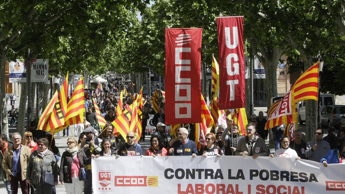 Imatge de la manifestació de l’1 de maig contra la precarietat laboral.